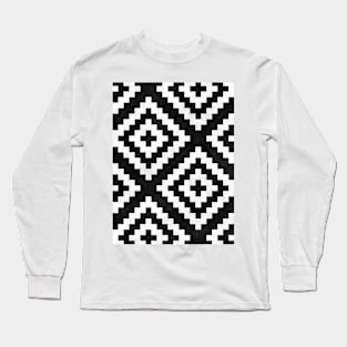 Urban Tribal Pattern No.17 - Aztec - Black and White Concrete Long Sleeve T-Shirt